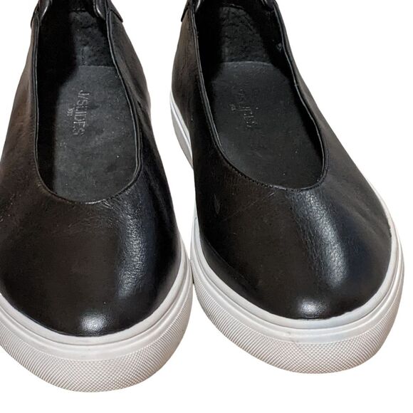 J/Slides Gwen black leather platform slip on sneaker loafer size 11M - Picture 3 of 10